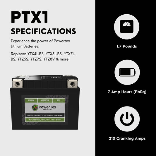 PowerTex Batteries YTX4L-BS LiFePO4 Lithium Iron Phosphate Motorcycle Battery