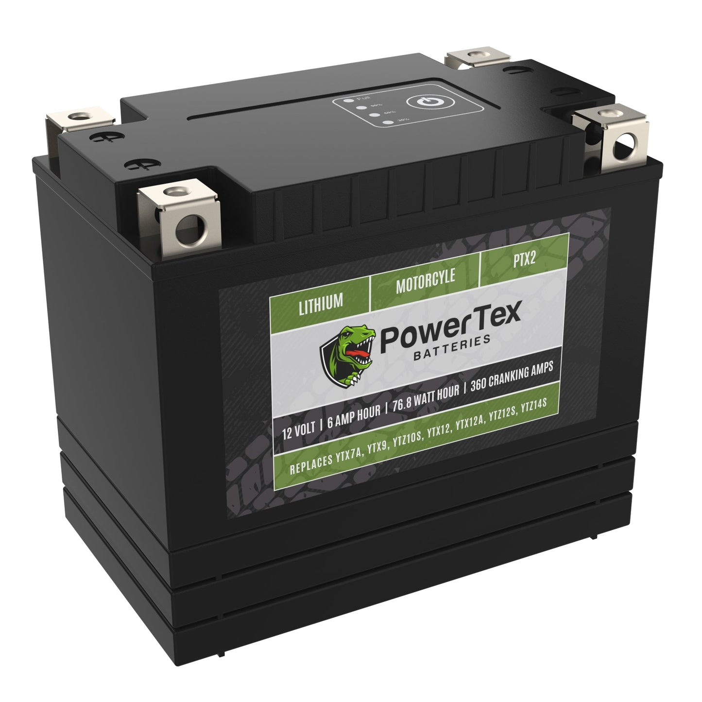 PowerTex Batteries YT12A-BS LiFePO4 Lithium Iron Phosphate Motorcycle Battery