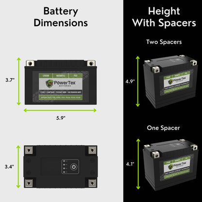 PowerTex Batteries YT12A-BS LiFePO4 Lithium Iron Phosphate Motorcycle Battery