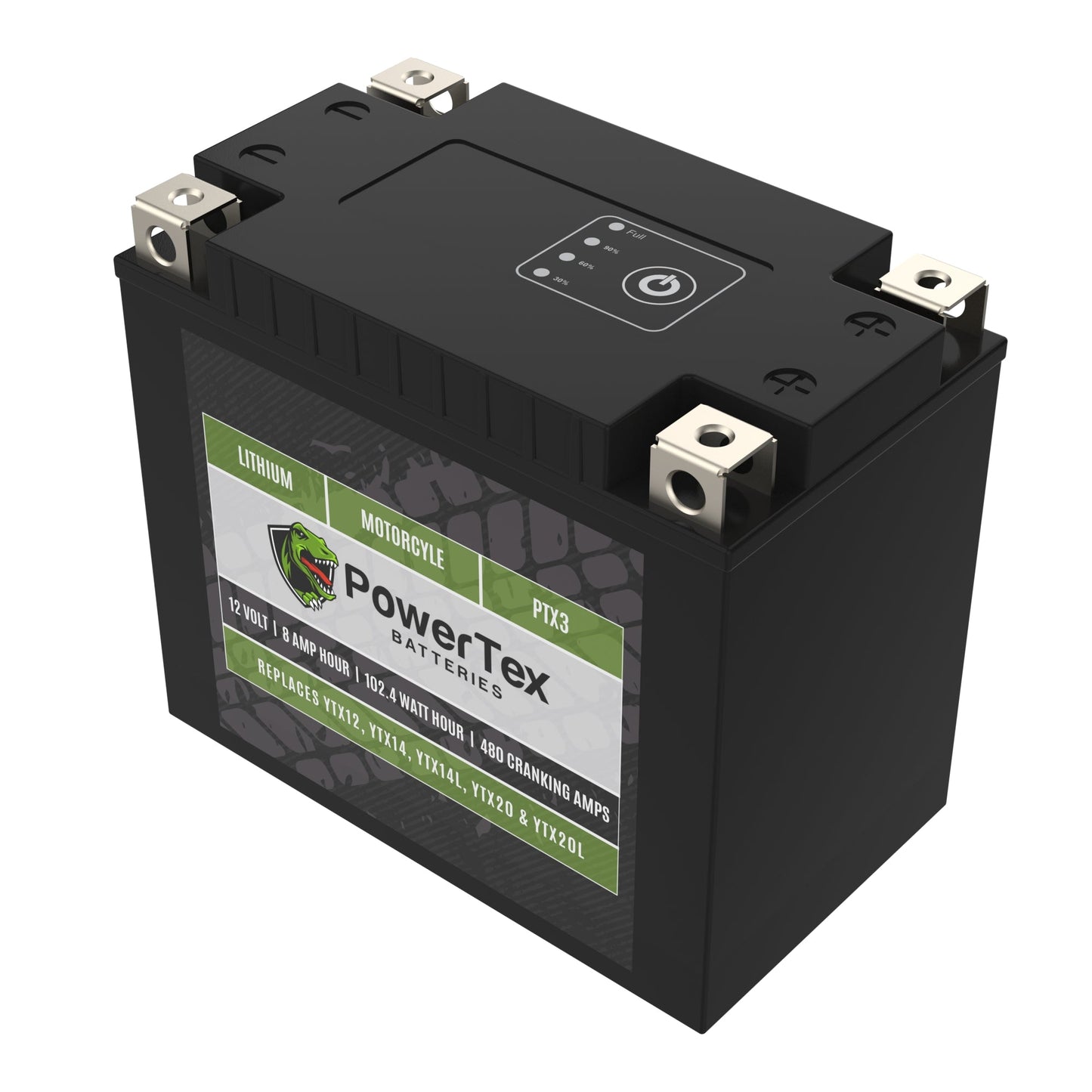 PowerTex Batteries YTX12-BS LiFePO4 Lithium Iron Phosphate Motorcycle Battery