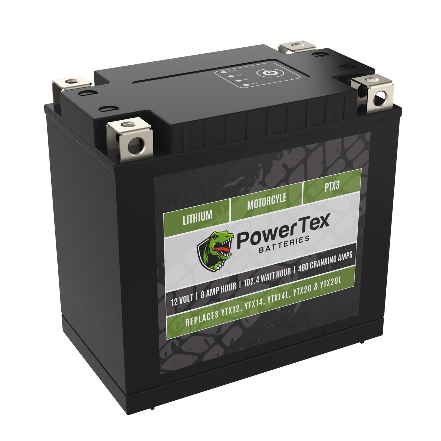 PowerTex Batteries YTX12-BS LiFePO4 Lithium Iron Phosphate Motorcycle Battery