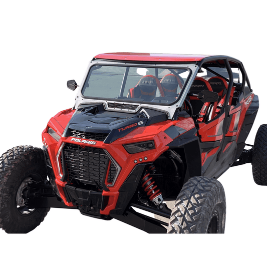 Moto Armor Polaris RZR XP 1000 & XP Turbo Full Glass Windshield for Vent Racing Roll Cage (2014+) - MA-VR1K-WS-GLS-BLK-B-N