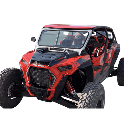 Moto Armor Polaris RZR XP 1000 & XP Turbo Full Glass Windshield for Vent Racing Roll Cage (2014+) - MA-VR1K-WS-GLS-BLK-B-N