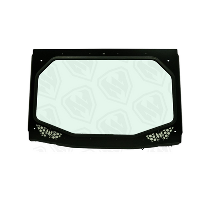 Moto Armor Kawasaki KRX Full Glass Windshield with Vents (2020+) - MA-KRX-WS-GLS-BLK-C-Y