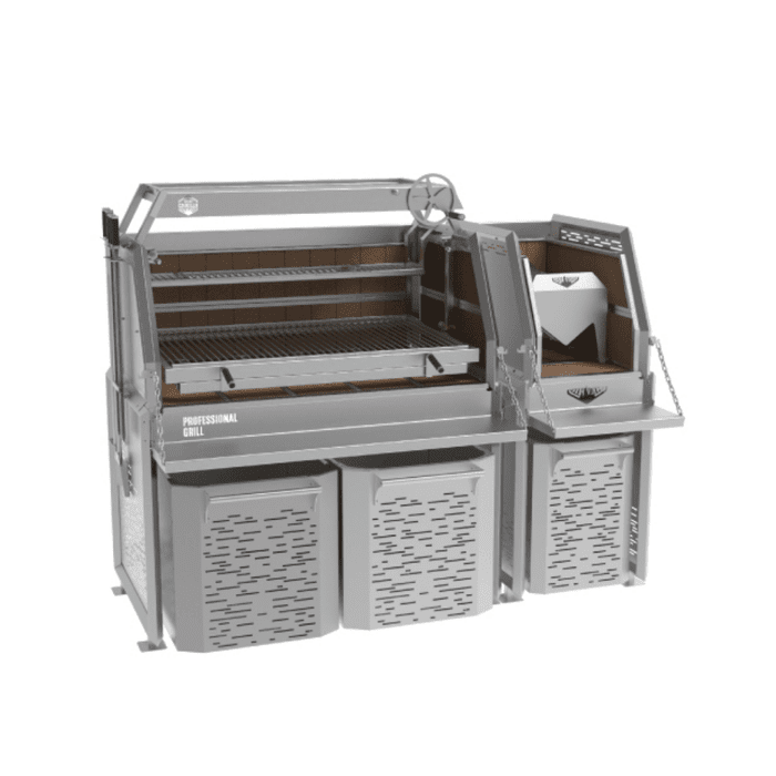 Fuego Criollo Professional Grill 5 Sections Freestanding Argentine Charcoal Grill - PG5M