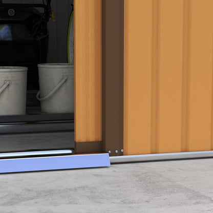 Outsunny EverBase 11' x 13' Outdoor Storage Shed with Double Lockable Door & Air Vents, Yellow - 845-031V01YL