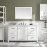 Legion Furniture WLF2260S-W 60 Inch White Finish Single Sink Vanity Cabinet with Carrara White Top