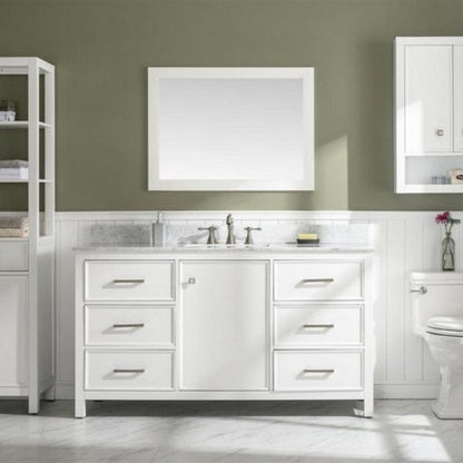 Legion Furniture WLF2254-W 54 Inch White Finish Double Sink Vanity Cabinet with Carrara White Top