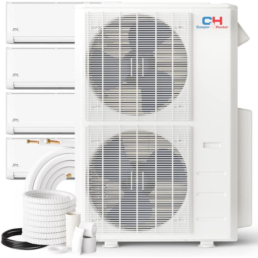 Cooper & Hunter 48,000 BTU 4 Zone 9k+12k+12k+24k Ductless Mini Split with Installation Kits, Olivia 23.4 SEER 4 Ton Quad Zone Multi Zone Air Conditioner System Wi-Fi Adapter Included