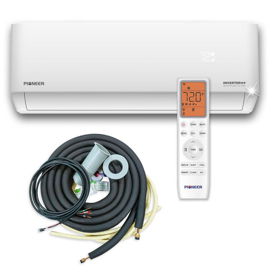 Pioneer Multi Zone 9,000 BTU Quantum Ultra Wall-Mounted Indoor Section Ductless Mini-Split Wi-Fi Inverter++ Air Conditioner Heat Pump 230V - WT009GLSI24HLG