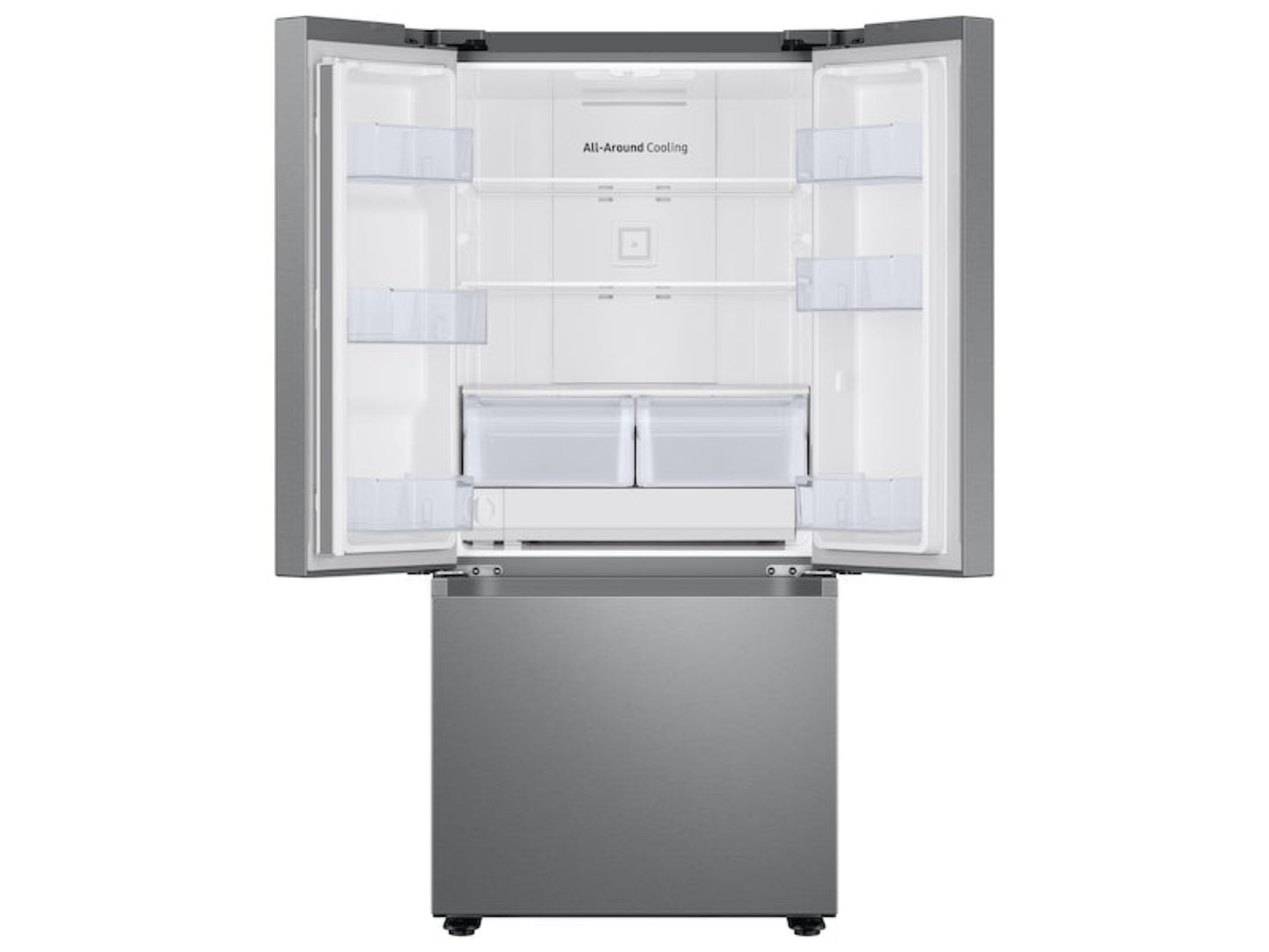 SAMSUNG 30" 22 cu. ft. Standard Depth 3-Door French Door Smart Refrigerator with External Water/Ice Dispenser in Fingerprint Resistant Stainless Steel - RF22A4221SR