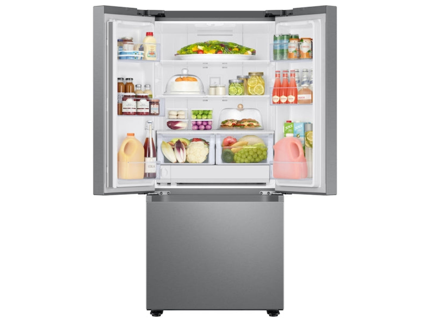 SAMSUNG 30" 22 cu. ft. Standard Depth 3-Door French Door Smart Refrigerator with External Water/Ice Dispenser in Fingerprint Resistant Stainless Steel - RF22A4221SR