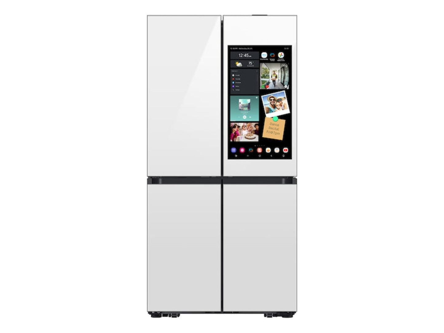 SAMSUNG Bespoke 36" 23 cu. ft. Counter Depth 4-Door Flex Refrigerator with AI Family Hub+ & AI Vision Inside in White Glass - RF23DB990012AA