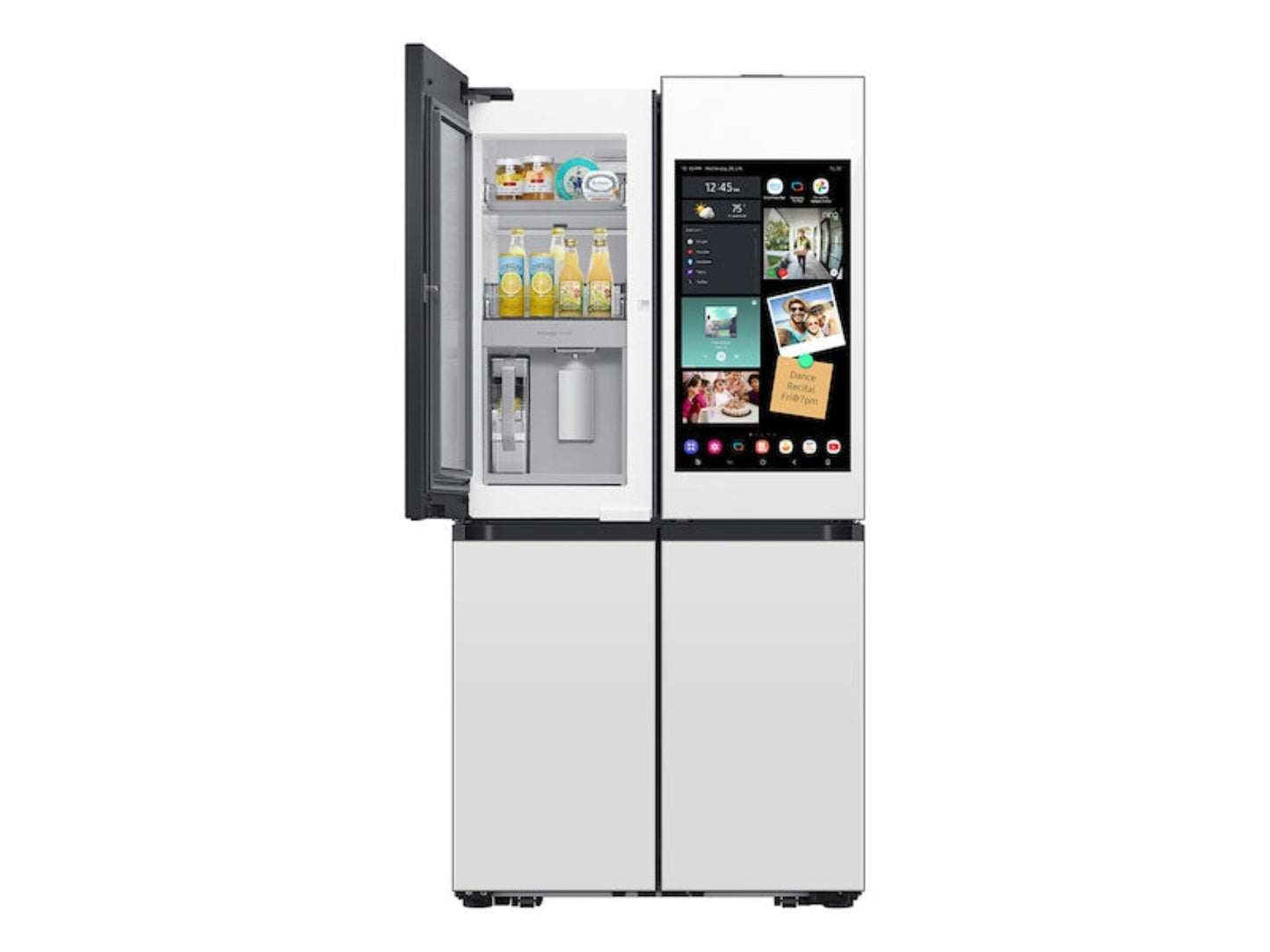 SAMSUNG Bespoke 36" 23 cu. ft. Counter Depth 4-Door Flex Refrigerator with AI Family Hub+ & AI Vision Inside in White Glass - RF23DB990012AA