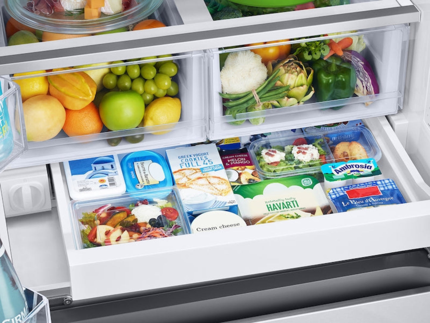 SAMSUNG 33"  25 cu. ft. Standard Depth 3-Door French Door Refrigerator with Beverage Center and Dual Ice Maker in Stainless Steel - RF25C5551SR/AA