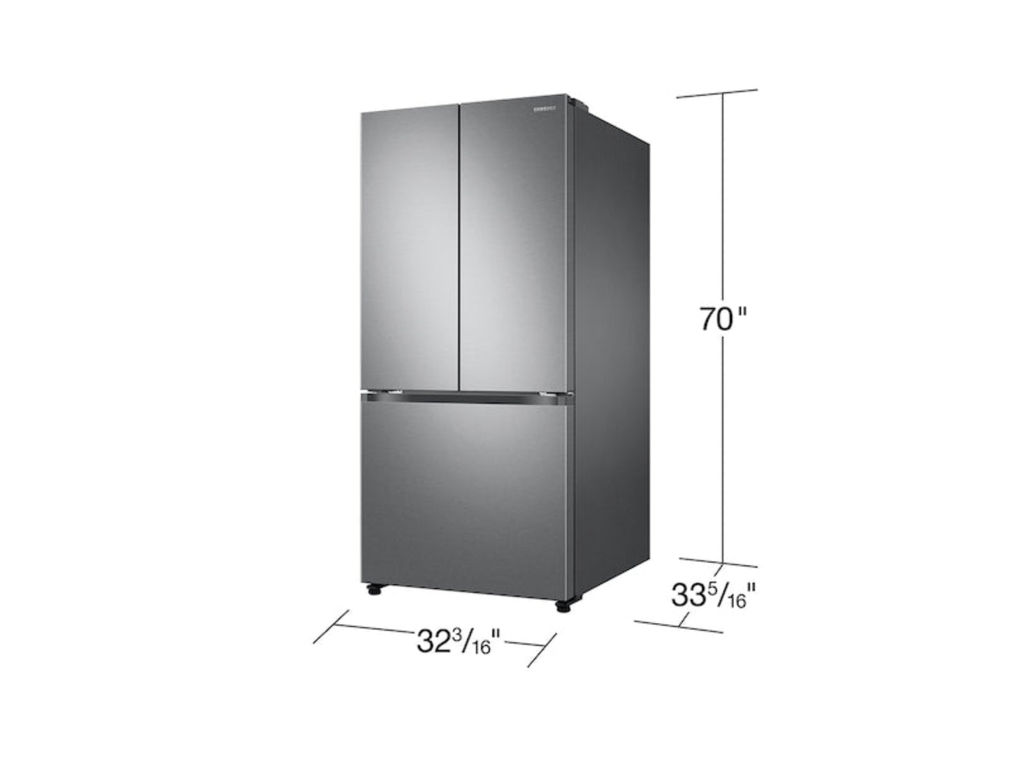 SAMSUNG 33"  25 cu. ft. Standard Depth 3-Door French Door Refrigerator with Beverage Center and Dual Ice Maker in Stainless Steel - RF25C5551SR/AA