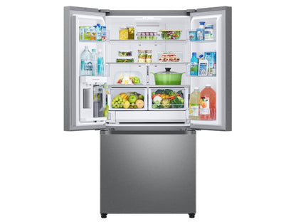 SAMSUNG 33"  25 cu. ft. Standard Depth 3-Door French Door Refrigerator with Beverage Center and Dual Ice Maker in Stainless Steel - RF25C5551SR/AA