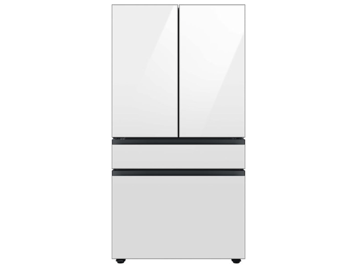 SAMSUNG Bespoke 36" 29 cu. ft. Standard Depth 4-Door French Door Smart Refrigerator with Beverage Center in White Glass - RF29BB860012AA