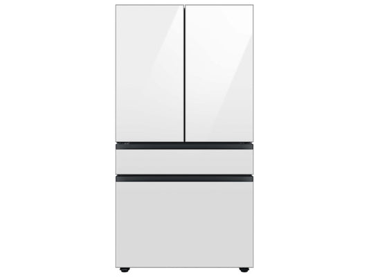 SAMSUNG Bespoke 36" 29 cu. ft. Standard Depth 4-Door French Door Smart Refrigerator with Beverage Center in White Glass - RF29BB860012AA