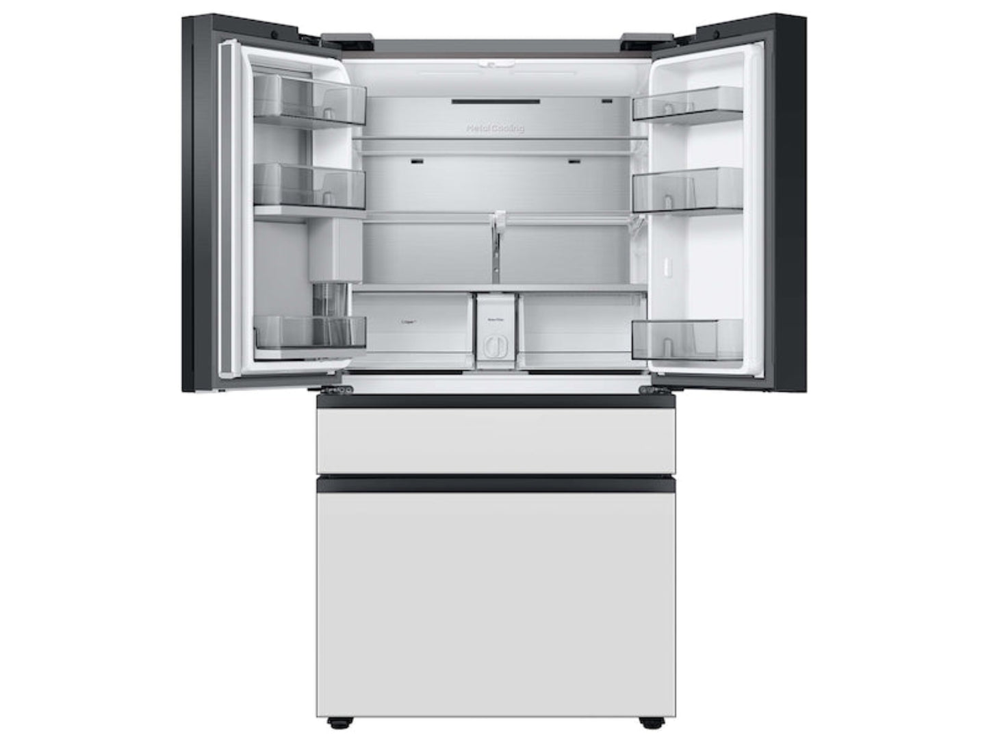 SAMSUNG Bespoke 36" 29 cu. ft. Standard Depth 4-Door French Door Smart Refrigerator with Beverage Center in White Glass - RF29BB860012AA