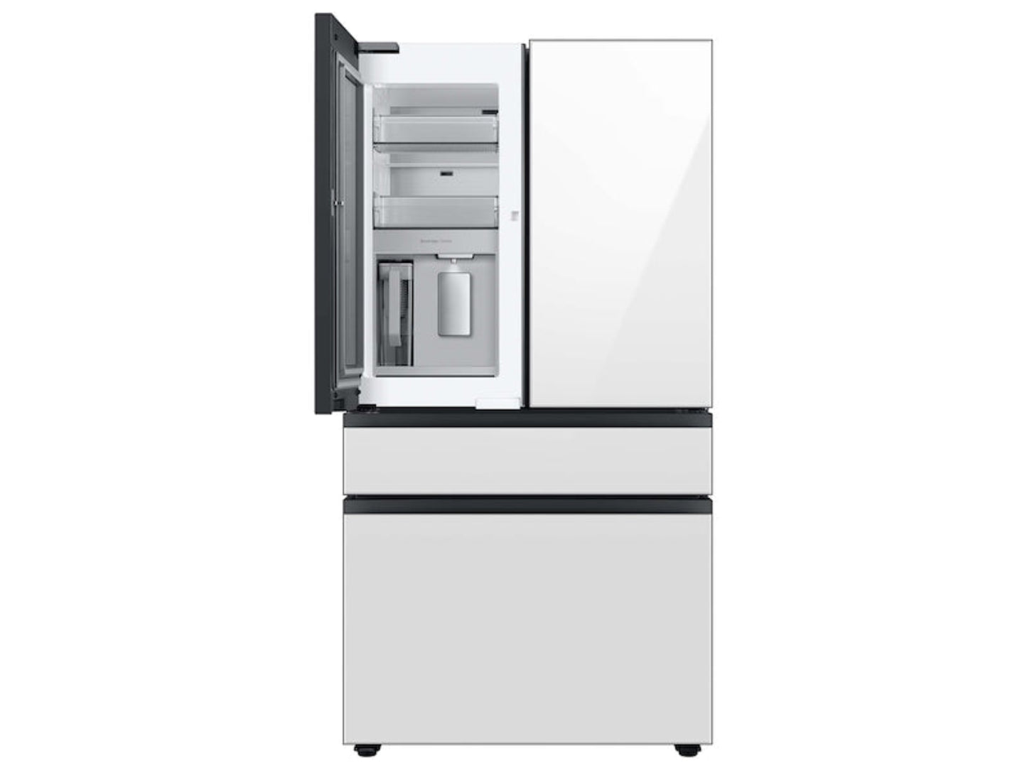 SAMSUNG Bespoke 36" 29 cu. ft. Standard Depth 4-Door French Door Smart Refrigerator with Beverage Center in White Glass - RF29BB860012AA