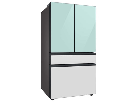 SAMSUNG Bespoke 36" 29 cu. ft. Standard Depth 4-Door French Door Smart Refrigerator with Beverage Center in Morning Blue and White Glass - RF29BB86004M