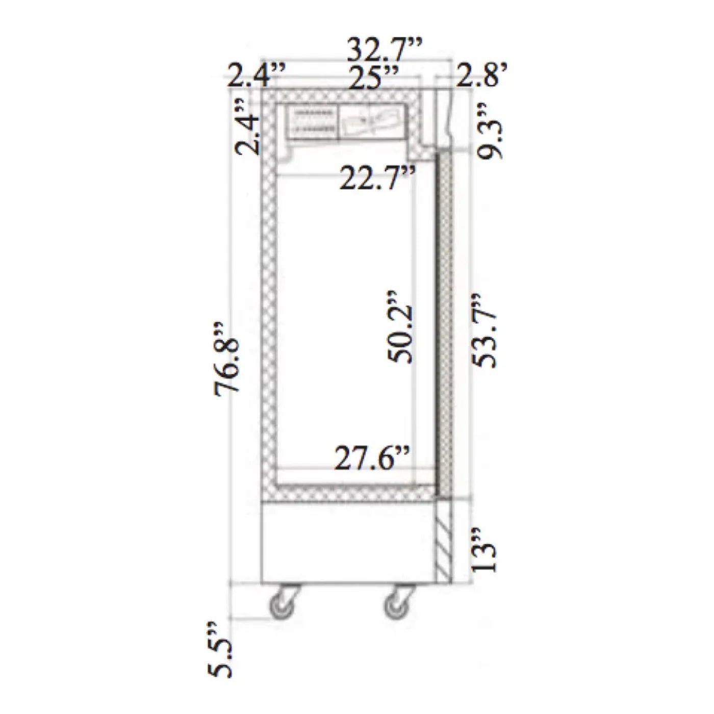 Serv-Ware RF3-HC 81” Stainless Steel Reach-In Refrigerator with 3 Solid Doors, 230v/1ph, 72 cu. ft. - RF3-HC