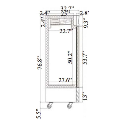 Serv-Ware RF3-HC 81” Stainless Steel Reach-In Refrigerator with 3 Solid Doors, 230v/1ph, 72 cu. ft. - RF3-HC