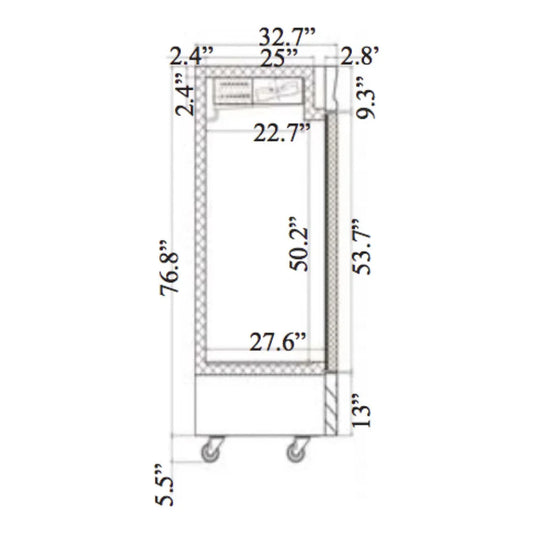 Serv-Ware RF3-HC 81” Stainless Steel Reach-In Refrigerator with 3 Solid Doors, 230v/1ph, 72 cu. ft. - RF3-HC