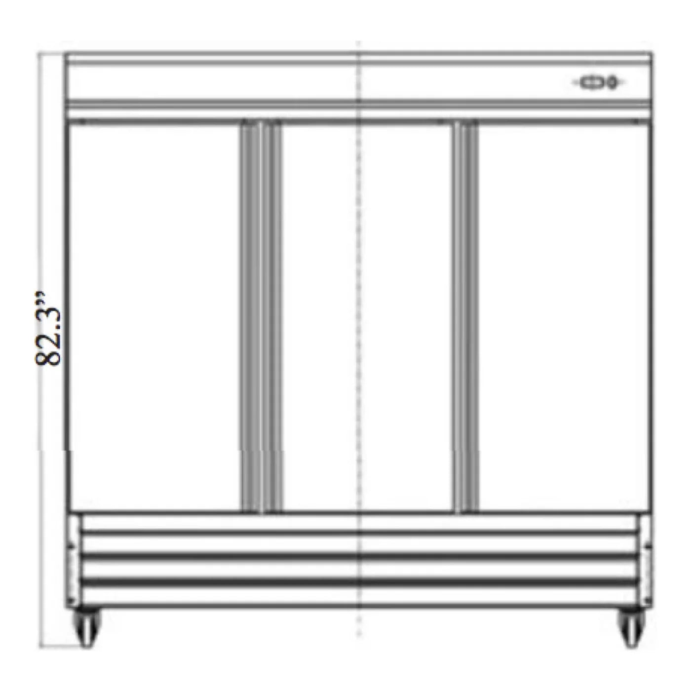 Serv-Ware RF3-HC 81” Stainless Steel Reach-In Refrigerator with 3 Solid Doors, 230v/1ph, 72 cu. ft. - RF3-HC