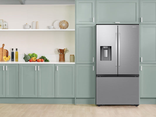 SAMSUNG 36" 31 cu. ft. Standard Depth Mega Capacity 3-Door French Door Refrigerator with Four Types of Ice in Stainless Steel - RF32CG5400SRAA