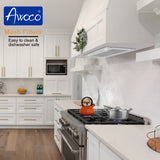 Awoco RH-BQ-R 14-1/2”D Built-in/Insert Stainless Steel Range Hood, 4-Speed, 650 CFM, LED Lights, Baffle Filters for Wood Hood - RH-BQ-R30