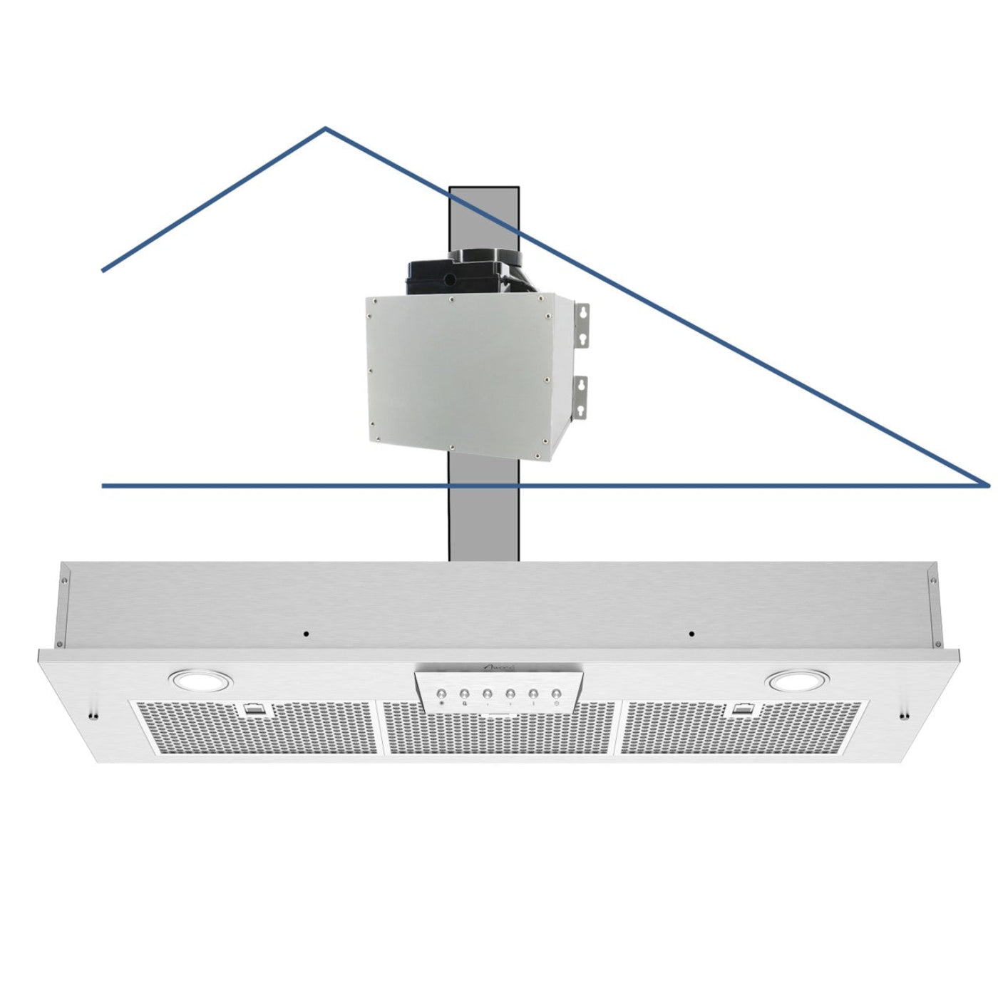 Awoco RH-IT06 11-3/4"D Super Quiet Split Insert Stainless Steel Range Hood, 4 Speeds with a 6” Blower Unit, 800CFM, Mesh Filters, LED Lights - RH-IT06-30-COLD Price