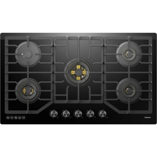 ROBAM 36-Inch 5-Burner Gas Cooktop with Brass Burners in Black - ZG9500B