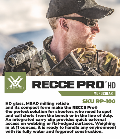 Vortex RECCE PRO HD 8x32 Ranging Ret Monocular with Free Hat Bundle - RP-100_Hat-CD
