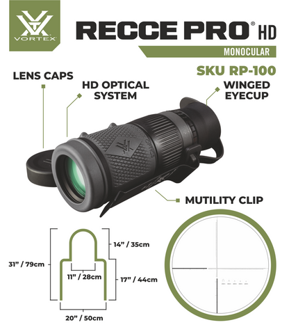 Vortex RECCE PRO HD 8x32 Ranging Ret Monocular with Free Hat Bundle - RP-100_Hat-CD