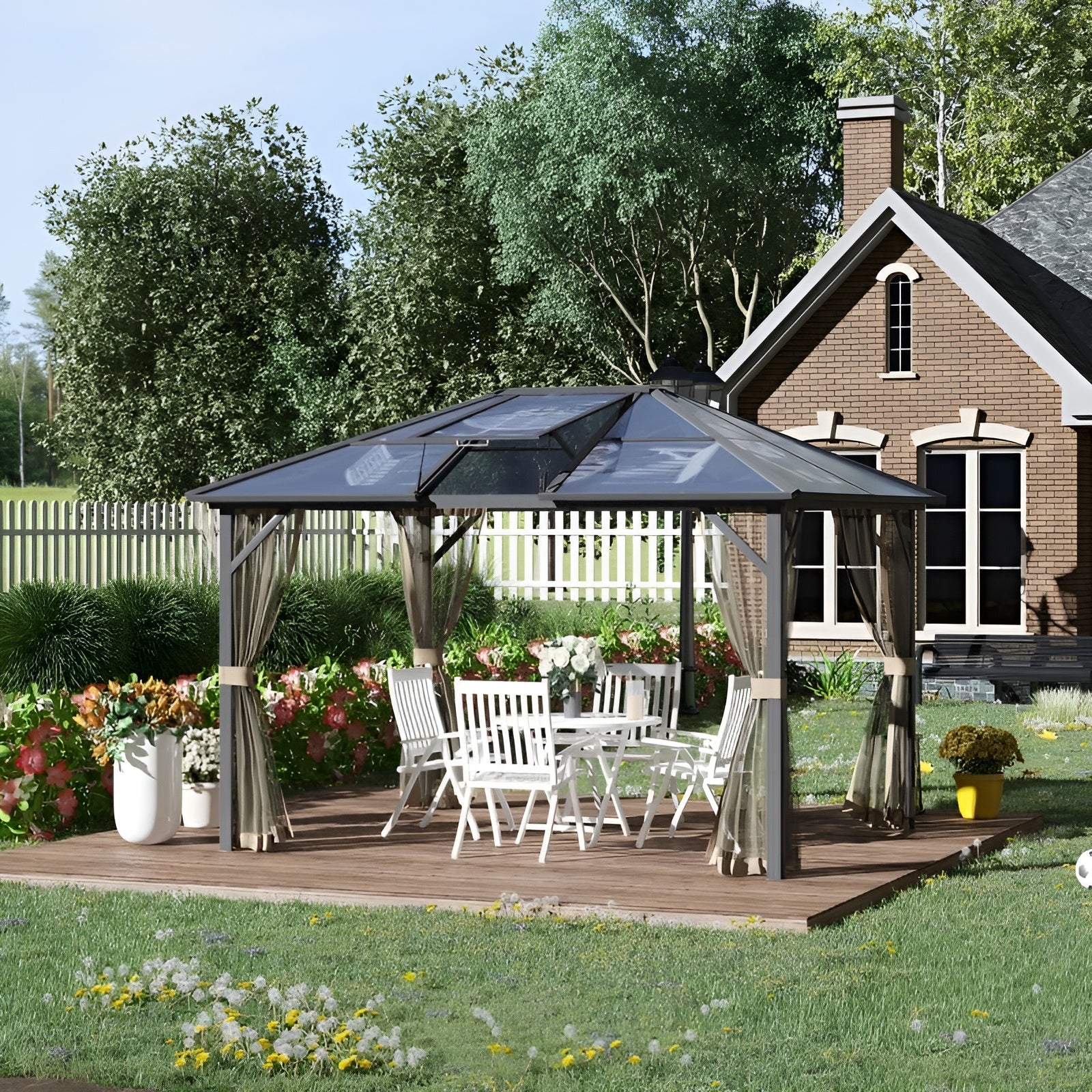 Outsunny 12' x 10' Hardtop Gazebo Aluminum Frame - 84C-291V01