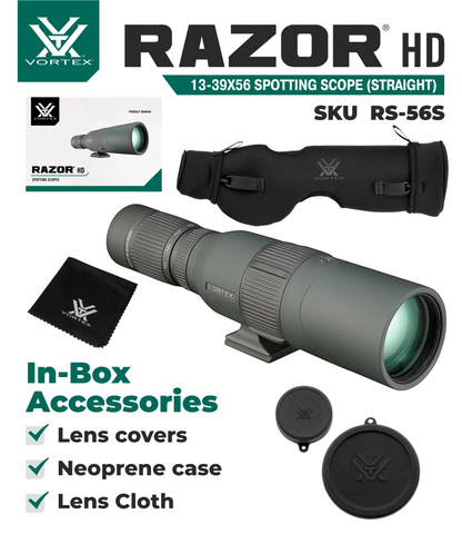 Vortex Optics Razor HD 13-39x56 Spotting Scope Straight RS-56S with Bundle - RS-56S