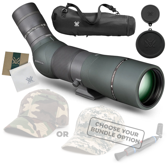 Vortex Optics Razor HD 22-48x65 (Angled) Spotting Scope with Free Hat and Wearable4U Bundle - RS-65A_Hat-CD_LCP