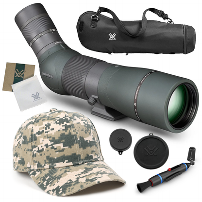 Vortex Optics Razor HD 22-48x65 (Angled) Spotting Scope with Free Hat and Wearable4U Bundle - RS-65A_Hat-CD_LCP
