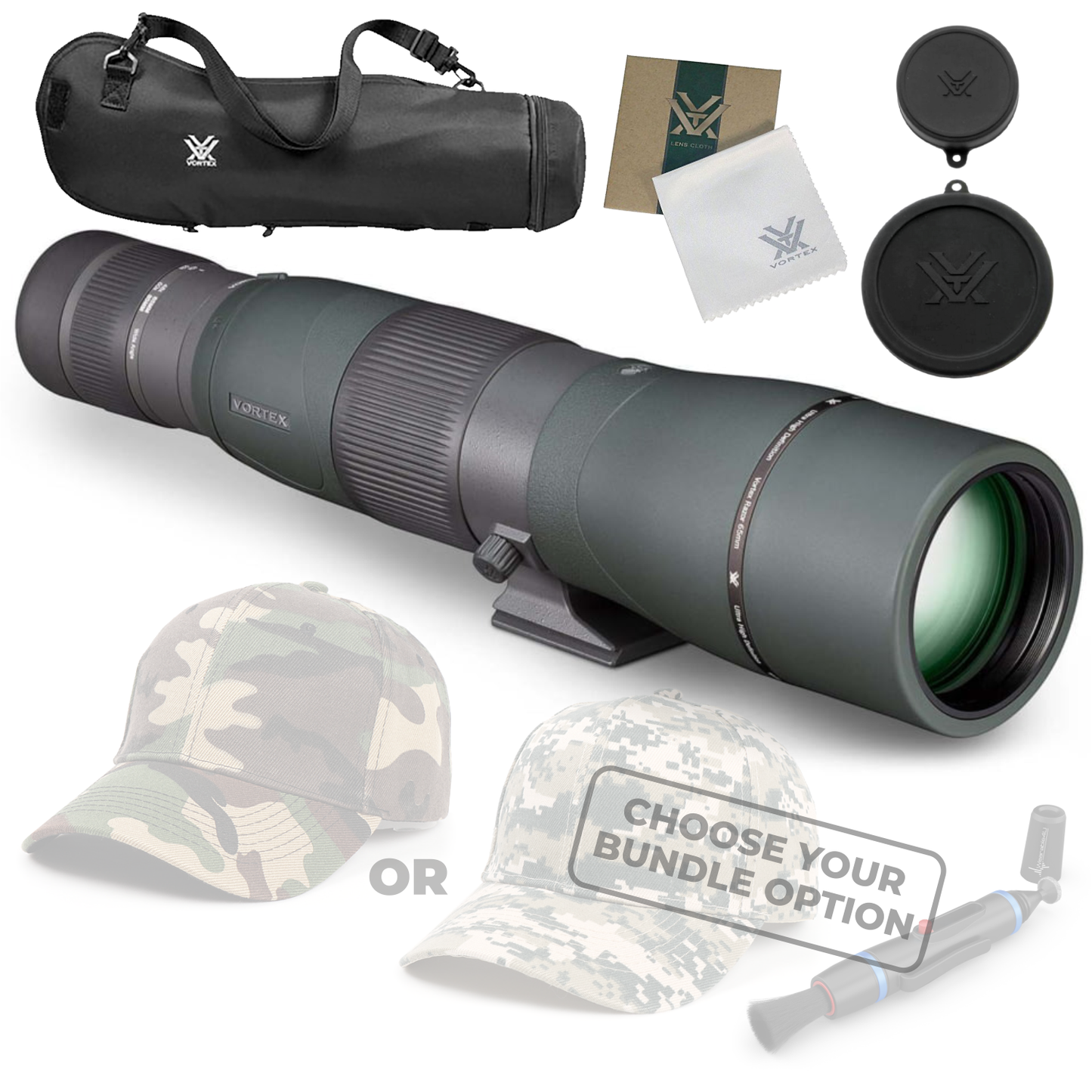 Vortex Optics Razor HD 22-48x65 (Straight) Spotting Scope with Free Hat and Wearable4U Bundle - RS-65S_Hat-CD_LCP