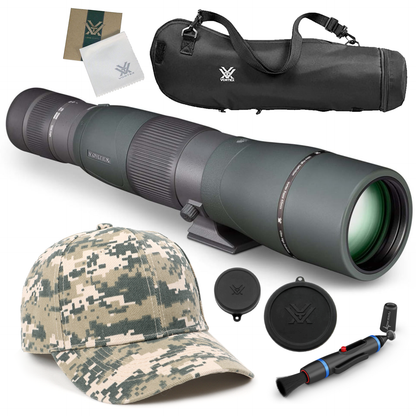 Vortex Optics Razor HD 22-48x65 (Straight) Spotting Scope with Free Hat and Wearable4U Bundle - RS-65S_Hat-CD_LCP