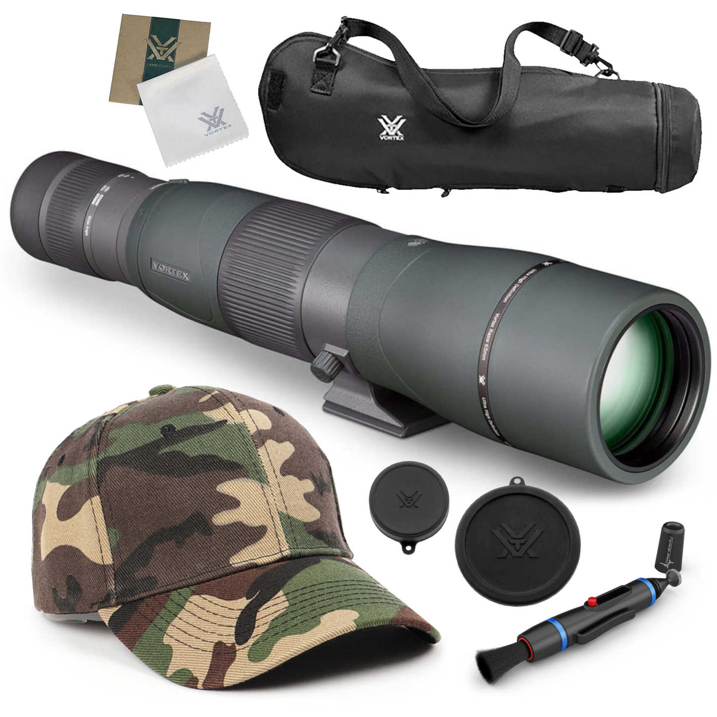 Vortex Optics Razor HD 22-48x65 (Straight) Spotting Scope with Free Hat and Wearable4U Bundle - RS-65S_Hat-CD_LCP