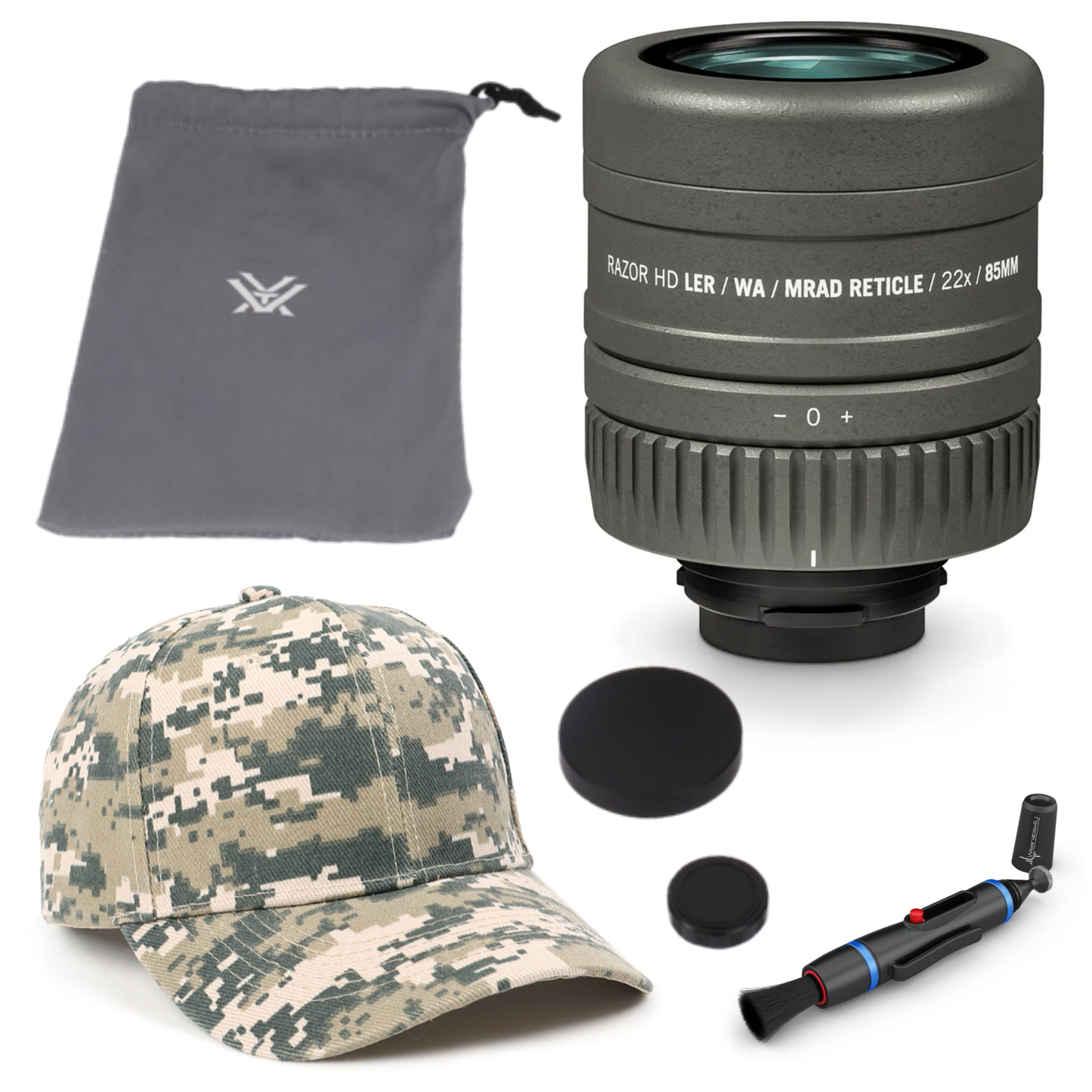 Vortex Optics Razor HD Reticle Eyepiece Ranging MRAD with Free Hat and Lens Cleaning Pen Bundle - RS-85REM_Hat-CD_LCP