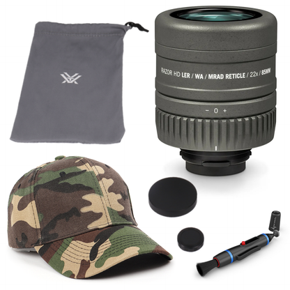 Vortex Optics Razor HD Reticle Eyepiece Ranging MRAD with Free Hat and Lens Cleaning Pen Bundle - RS-85REM_Hat-CD_LCP