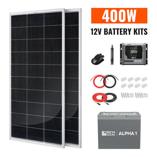 Rich Solar 400W Solar Kit with Battery | Solar + Energy Storage Kit for RVs, Vans & Off-Grid Applications - RS-K400B