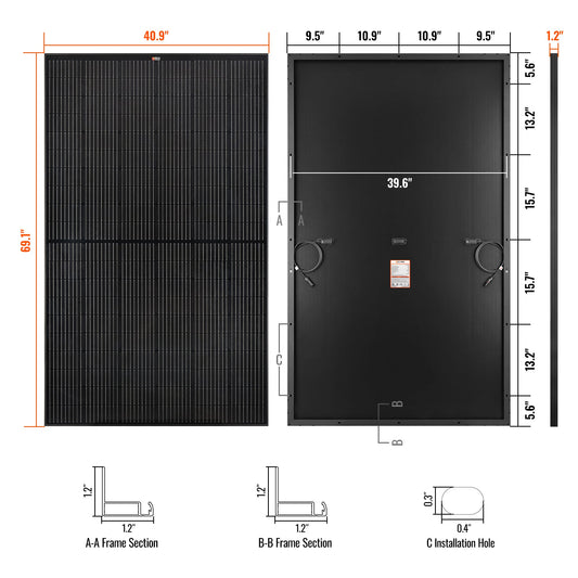 Rich Solar 370 PRO ONYX | 370 Watt Solar Panel | 24V Off-Grid Solar Panel for Residential, Commercial, Agriculture  - RS-M370PB-33
