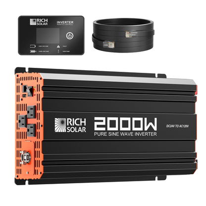 Rich Solar PURE MAX 2K | 2000 Watt (2kW) 24 Volt Industrial Pure Sine Wave Inverter | Premier 2000W 24V Off-Grid Inverter for RVs, Trailers, Campers, Vans, Trucks, Overlanders, Boats | #1 Ranked 24V Pure Sine Wave Inverter - RS-V2P24
