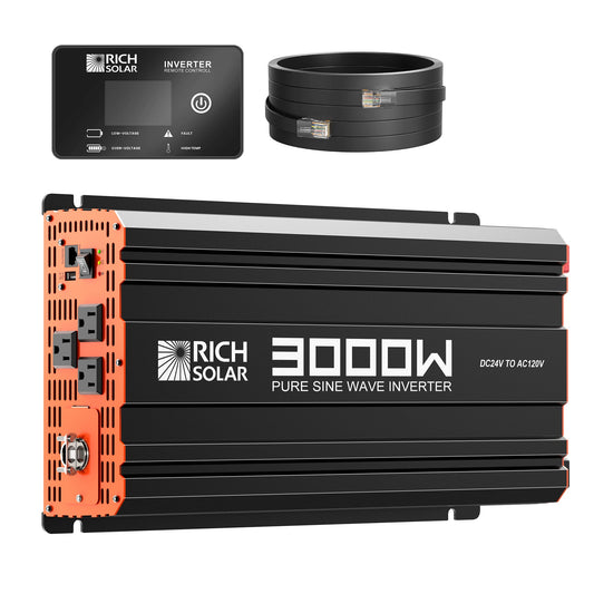 Rich Solar PURE MAX 3K | 3000 Watt (3kW) 24 Volt Industrial Pure Sine Wave Inverter | Premier 3000W 24V Off-Grid Inverter for RVs, Trailers, Campers, Vans, Trucks, Overlanders, Boats | #1 Ranked 24V Pure Sine Wave Inverter - RS-V3P24
