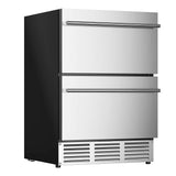 EUHOMY 24 Inch Under Counter Double Drawer Fridge Trustworthy Quality Wine Cooler Includes 2 Bottles of Cleaner - RU-DD05CS2